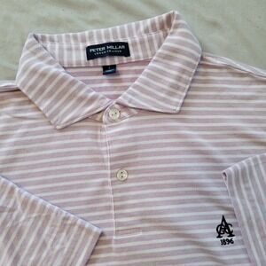 Peter Millar Crown Crafted Polo Men L Light Purple Striped Atlanta Country Club